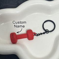 Personalised Dumbbell Keychain - Custom Name Gym Equipment Keyring