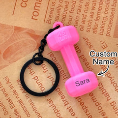 Personalised Dumbbell Keychain - Custom Name Gym Equipment Keyring