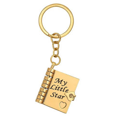 Personalised 'My Little Star' Book Locket Keychain - Engraved Message Gift for Daughter