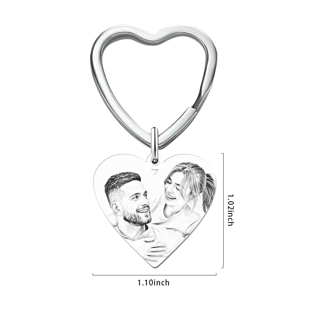 Personalised Photo Calendar Keychain - Heart Engraved Memorial Gift for Wedding & Anniversary