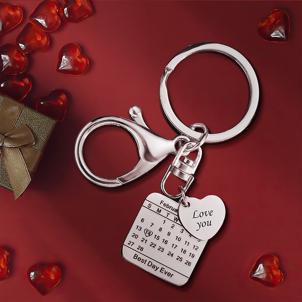 Personalised Engraved Calendar Keychain | Save The Date Wedding Gift