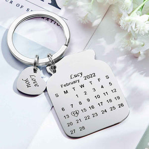 Personalised Anniversary Date Calendar Keychain With Text