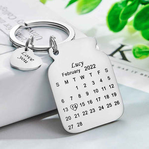 Personalised Anniversary Date Calendar Keychain With Text