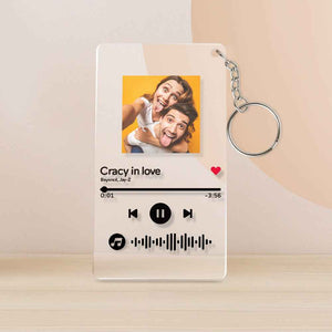 Personalized Photo Acrylic Photo Key ring Custom Keyrings with Scannable Music Music Code Keychain (2.1IN X 3.4IN)-Mom