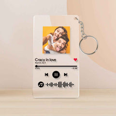 Personalized Photo Acrylic Photo Key ring Custom Keyrings with Scannable Music Music Code Keychain (2.1IN X 3.4IN)-Mom