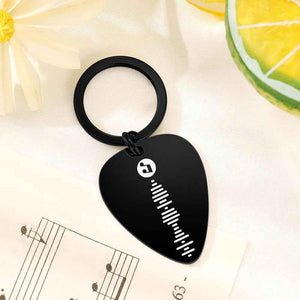 Scannable Code Guitar Pick Keychain, Engraved Custom Music Song Keychain Memory Gifts