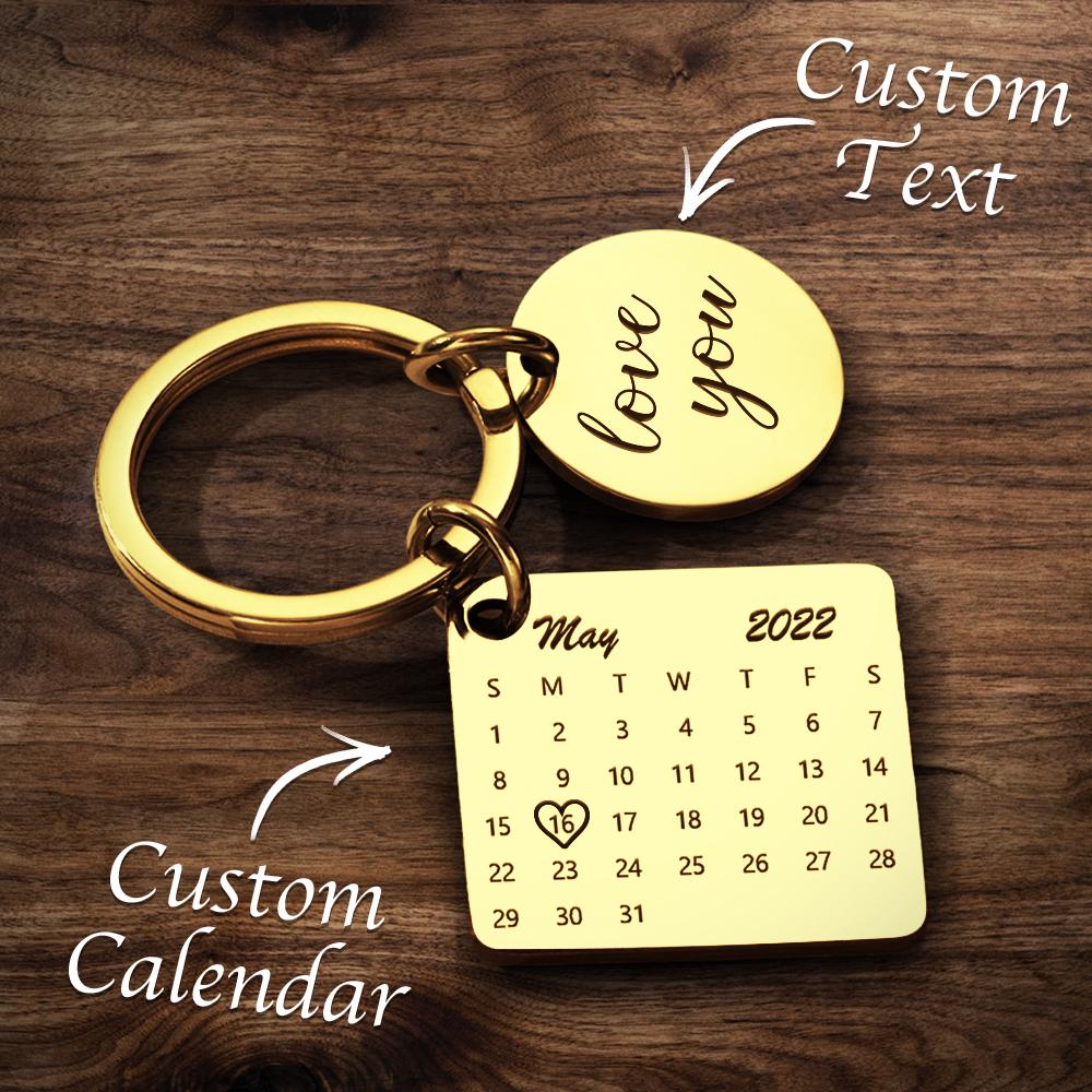 Personalised Calendar Keychain - Custom Date Photo Gift for Couples