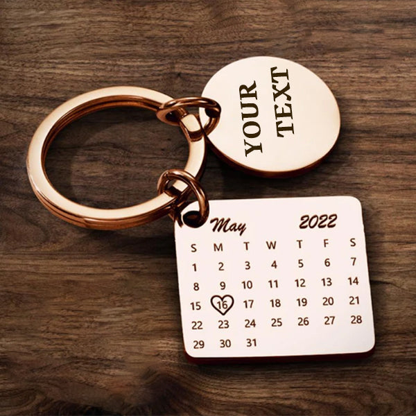 Personalised Calendar Keychain - Custom Date Photo Gift for Couples