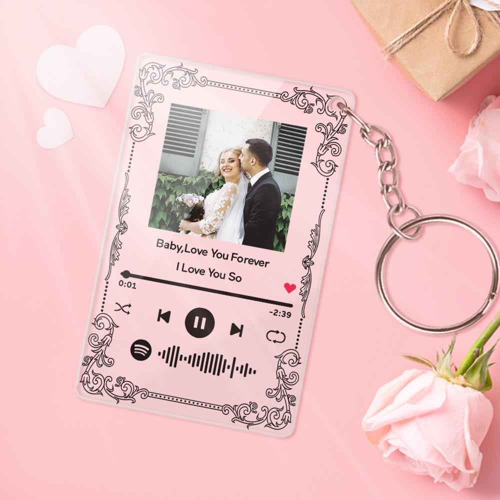 Custom Photo Plaue Acrylic Music Keychain Custom Couple Photo For Girlfriend