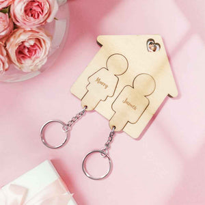 Custom Wooden Name Key Holder Personalized Keychain Home Decorative Gift for Couple