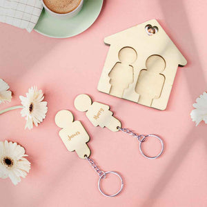 Custom Wooden Name Key Holder Personalized Keychain Home Decorative Gift for Couple