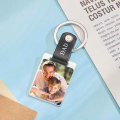Custom Photo Keychain Leather Gifts for Father