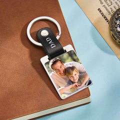 Custom Photo Keychain Leather Gifts for Father