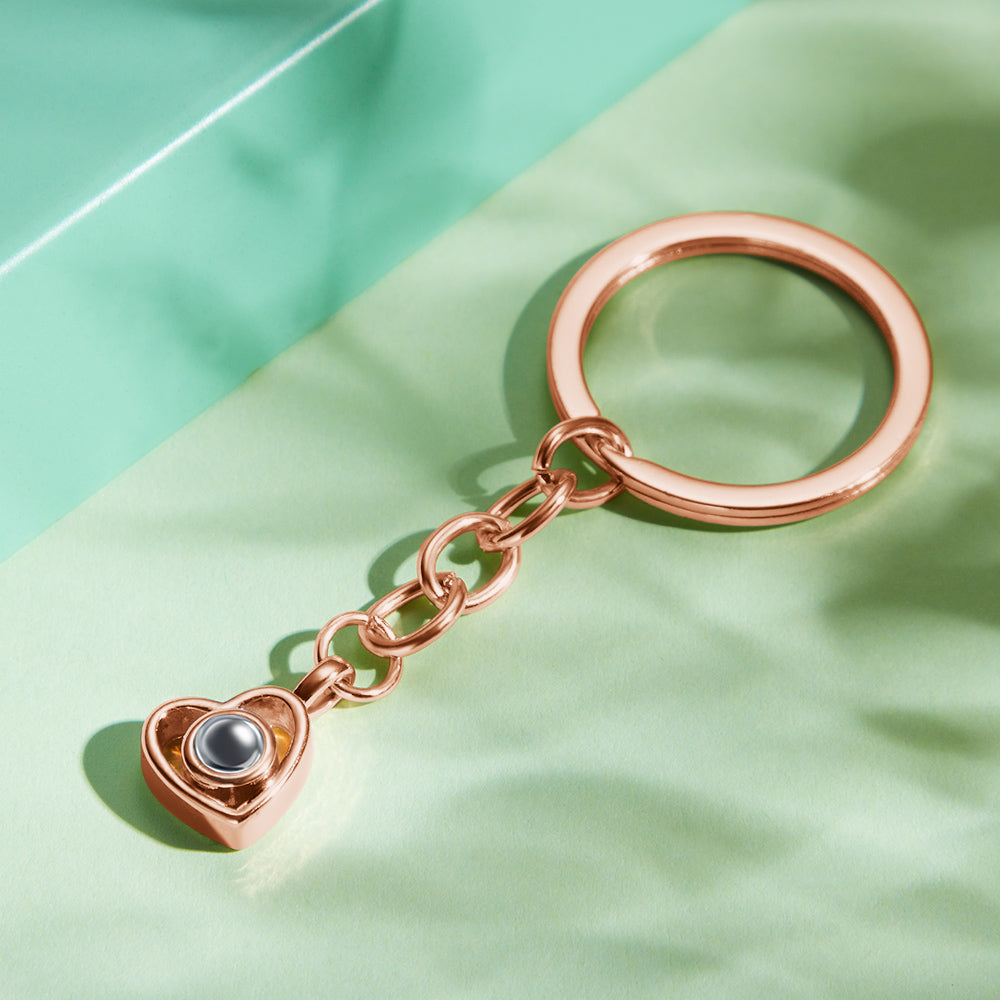 Close-up of customised heart pendant and metal keyring – ideal personalised Valentine's Day or Mother's Day gift