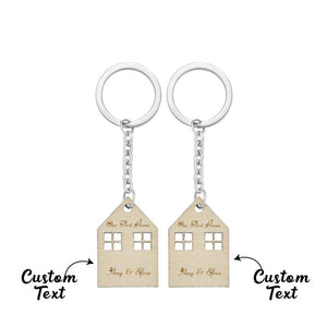 Custom Engraved House Modeling Paired Keychains Housewarming Gifts
