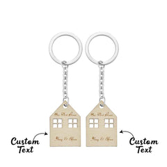 Custom Engraved House Modeling Paired Keychains Housewarming Gifts