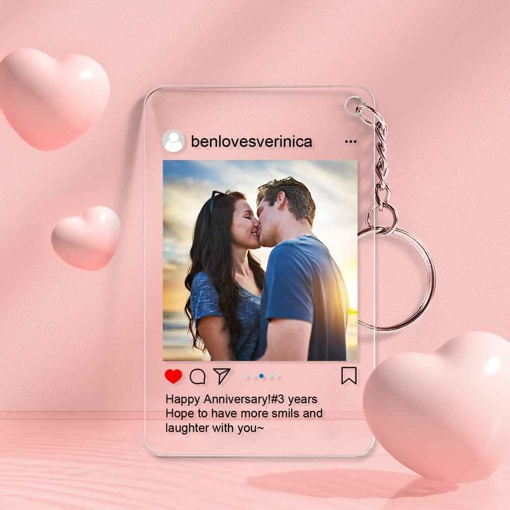 Customized Photo Keychain Personalized Instagram Photo Key Chain Gift for Couple