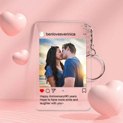 Customized Photo Keychain Personalized Instagram Photo Key Chain Gift for Couple