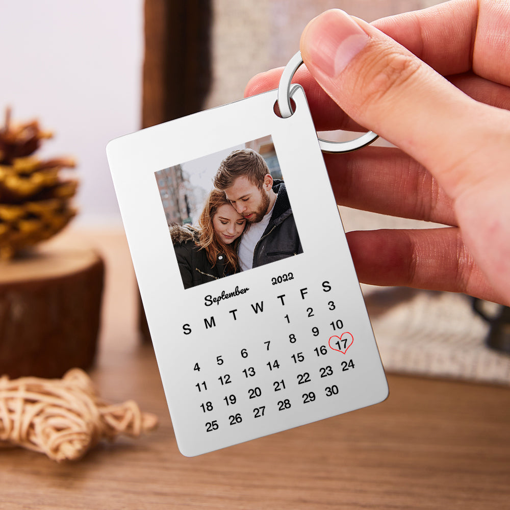 Personalised Calendar Keychain - Custom Photo Anniversary Gift