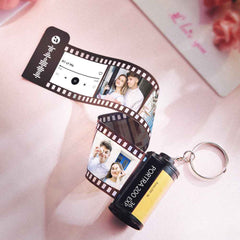 Gift For Father With Text Camera Roll Keychain Custom Photo Film Roll Keychain With Music Code