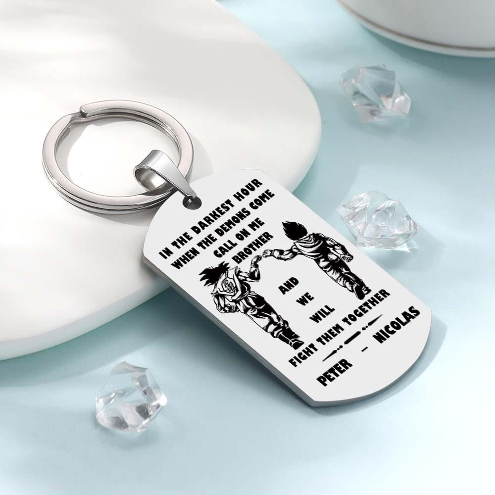 Lifestyle shot of the personalised engraved tag attached to everyday keys illustrating practical use as a keepsake.