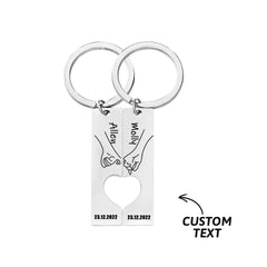 Couple Keychain Set Custom Heart Keychain Personalized 2 Pcs Matching Couple Keyring Gift For Him Valentine's Day Gift For Boyfriend/Husband