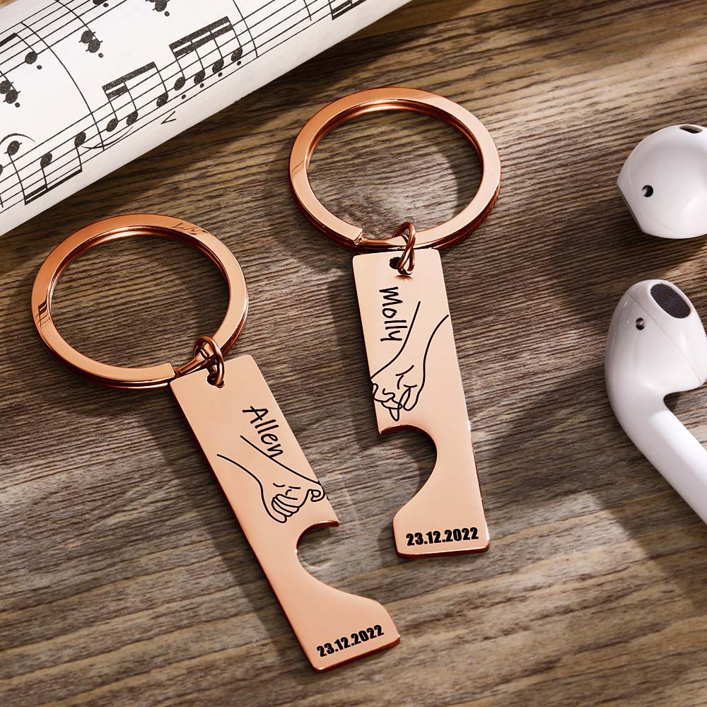 Package includes two personalised heart keychains matching design for partners thoughtful gift
