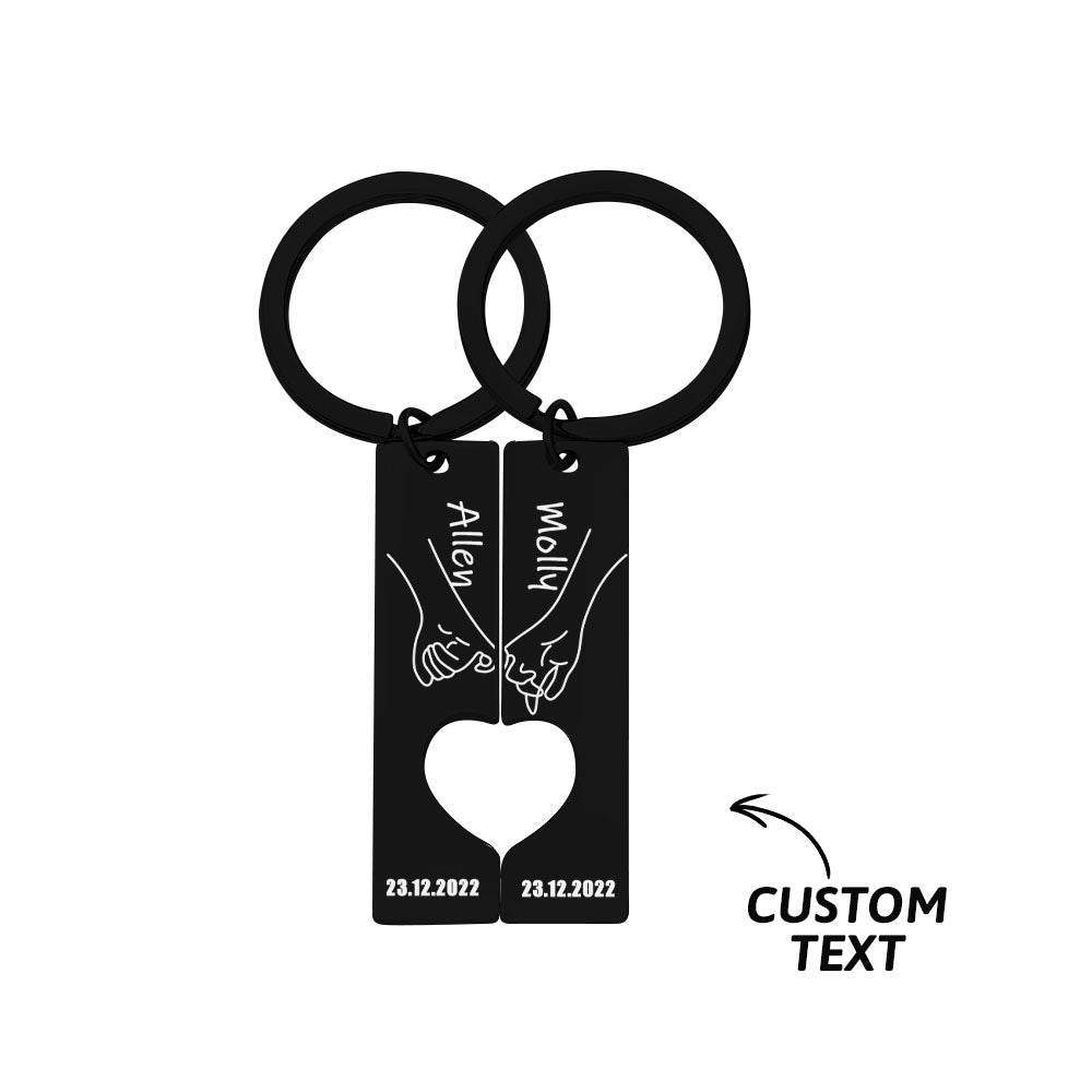 Heart keychain pair showing option to engrave names initials or special date customisable keepsake