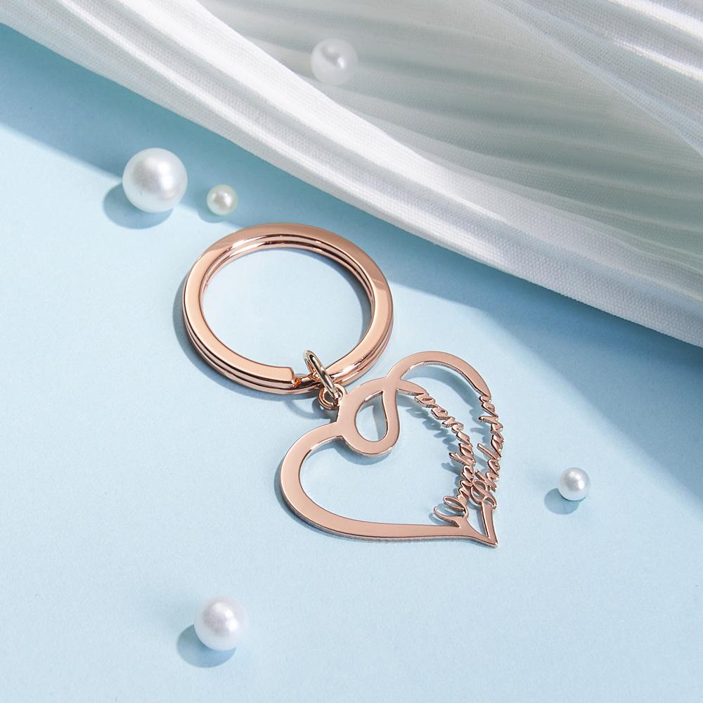 Three plating options: gold, rose gold and silver plated copper engraved keyrings, personalised keychain choices for couples and memorial gifts