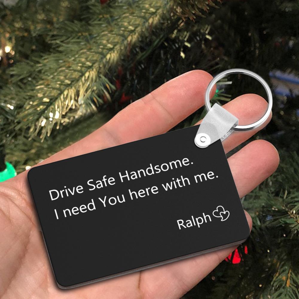 Personalised custom engraved keychain displaying initials on a premium plaque with a sturdy ring — a meaningful safe driving couple gift