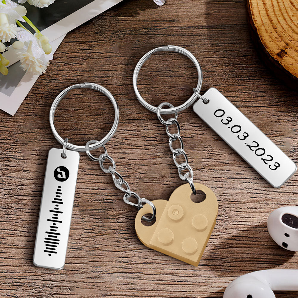 Gift‑ready personalised music code heart brick pair presented in a gift box – thoughtful anniversary or Valentine’s Day gift for couples
