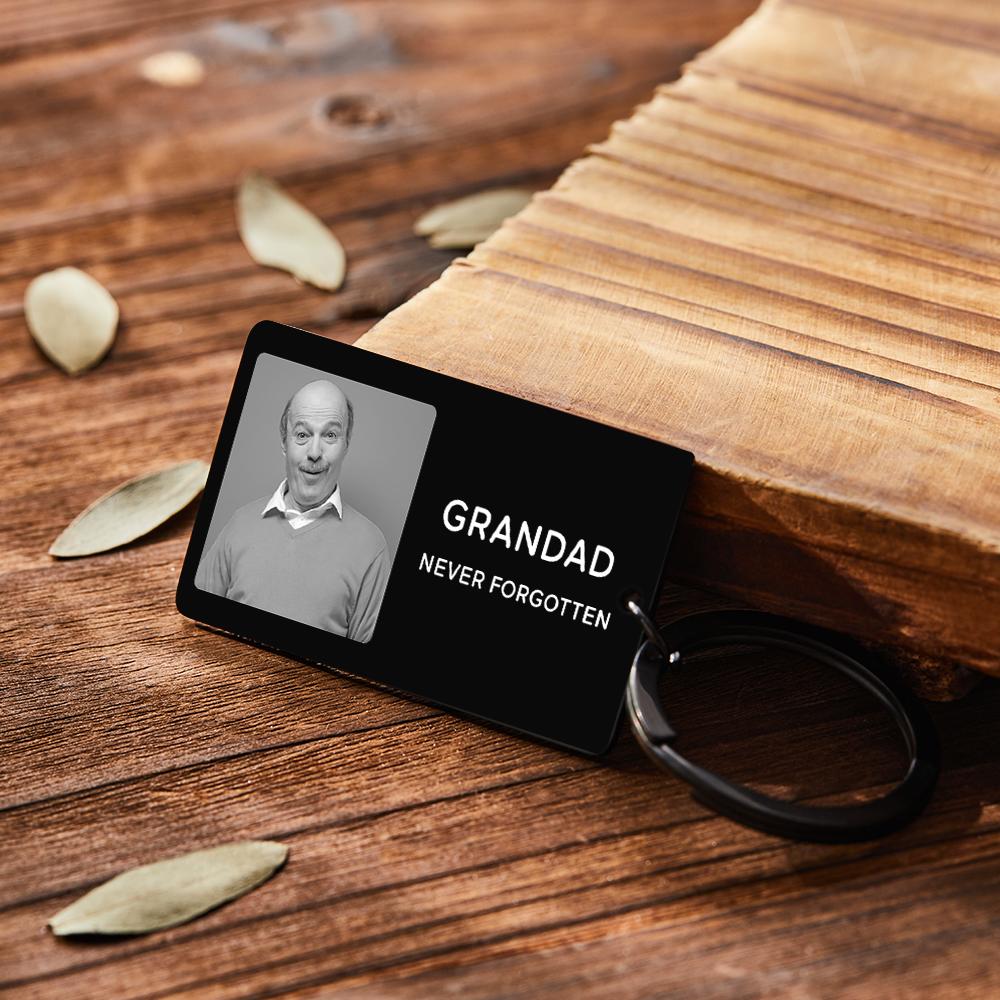 Close-up of personalised photo keychain showing clear Spotify code on high-quality acrylic plaque — ideal personalised memorial gift