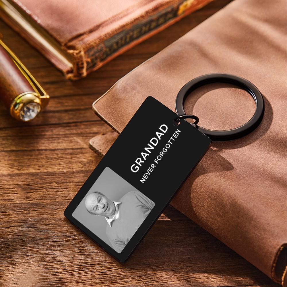 Lifestyle shot of personalised photo keychain attached to keys, featuring a scannable Spotify code — perfect romantic or memorial gift