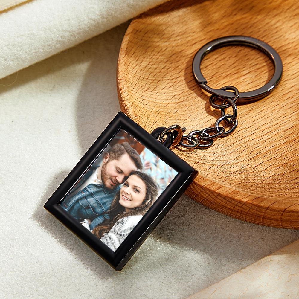 Minimalist personalised photo keyring on a set of keys — elegant keepsake keychain ideal as a personalised gift for wife, mum or teacher
