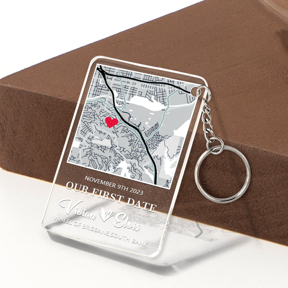 Close-up of personalised acrylic plaque and keyring showing scannable music code and photo album cover