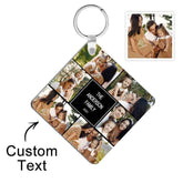 Custom Multiphoto Engraved Keychain Square Collage Editable Color Gift Photo Keychain
