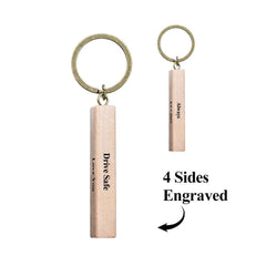 Wood Bar Keychain Custom 4 Sided Engraved Keychain Wooden Keychain