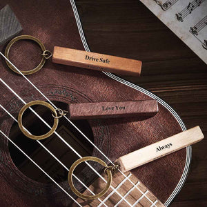 Wood Bar Keychain Custom 4 Sided Engraved Keychain Wooden Keychain