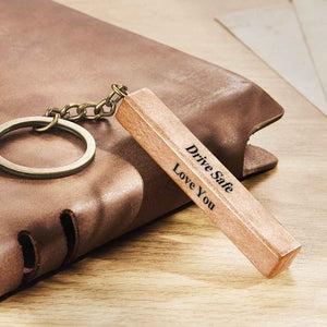 Wood Bar Keychain Custom 4 Sided Engraved Keychain Wooden Keychain