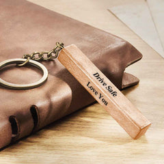 Wood Bar Keychain Custom 4 Sided Engraved Keychain Wooden Keychain