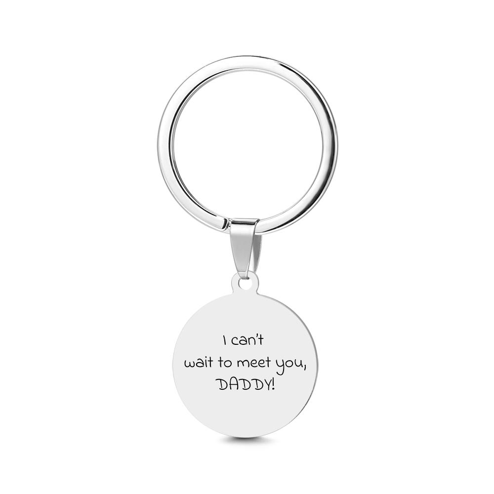Personalised sonogram keyring displayed on a key ring — ideal pregnancy announcement or baby shower gift for an expecting father