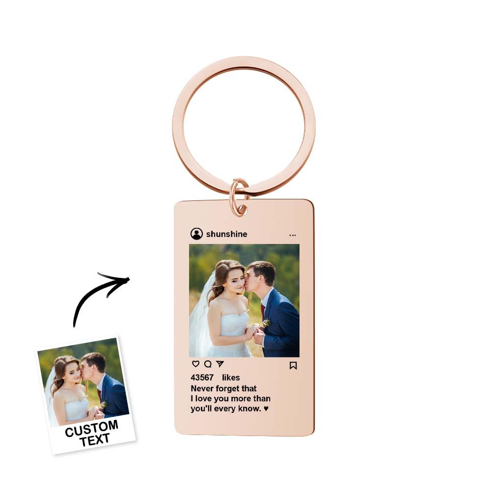 Personalised stainless steel Spotify photo keychain showing engraved photo, song title and scannable Spotify code – custom music plaque keyring