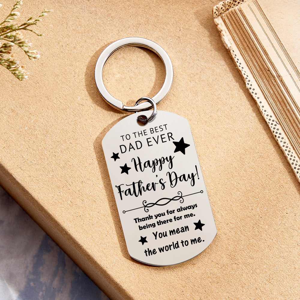 Packaged personalised photo keychain on a keyring — thoughtful Birthday, Christmas or anniversary gift for Dad