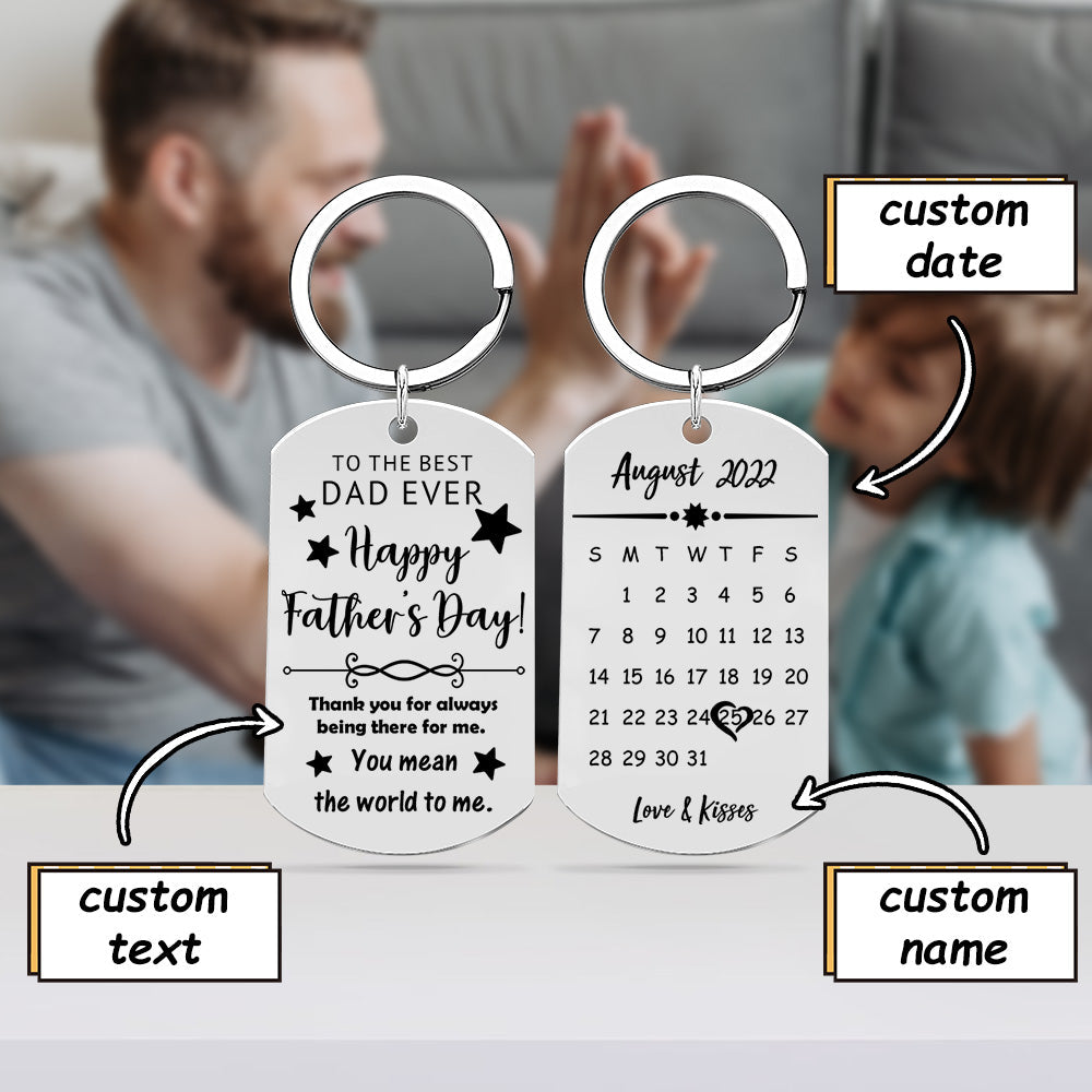 Personalised photo calendar keychain with family picture — custom anniversary gift for Dad, everyday keepsake