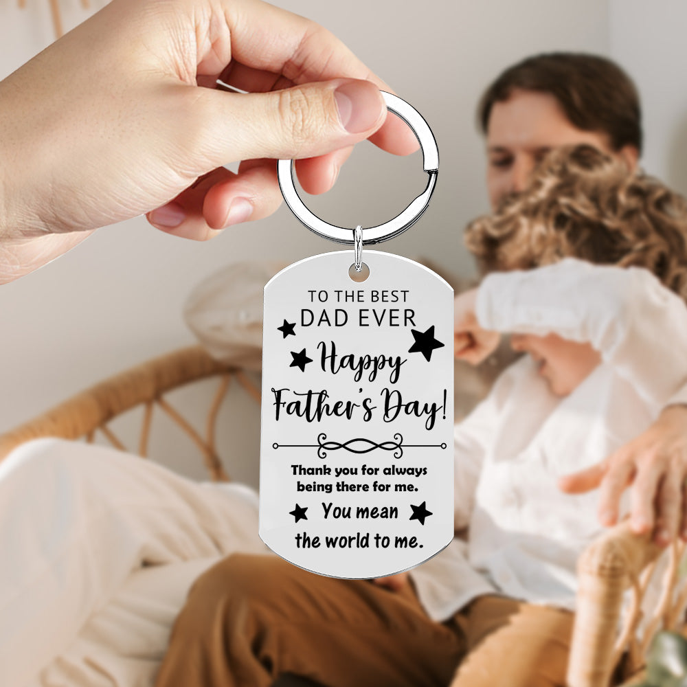 Close-up of personalised photo keyring showing printed image and metal ring — ideal Father’s Day and anniversary gift for Dad