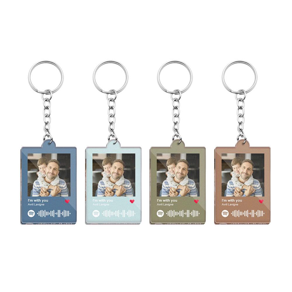 Rear and side view of a personalised Father's Day keyring emphasising finish and durable engraving