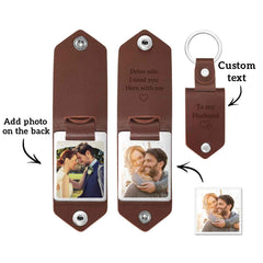 Custom Leather Keychain Personalized Engrave Keychain Anniversary Gift For Couple Birthday Gift