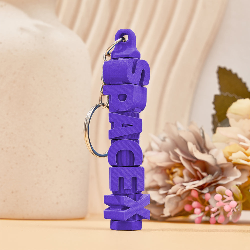 Colour variant D of 3D printed personalised name keychain – durable PLA personalised keyring, great for gifts