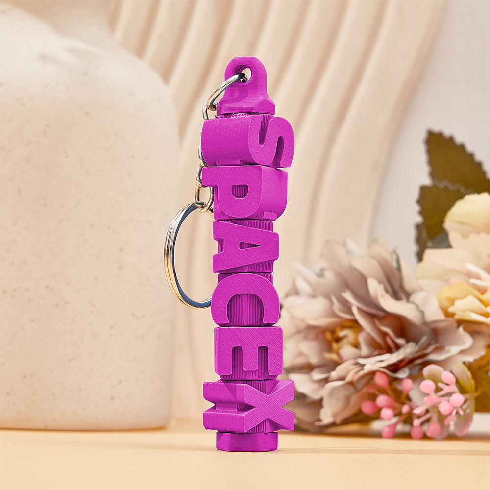 Colour variant F of 3D printed personalised name keychain – compact 9 x 1.5 cm custom tag for luggage or keys