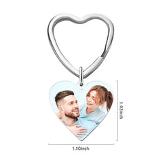 Engraved Keychain with Photo Gifts for Mom with Heart 3 Colors